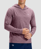 men's lightweight athletic no strings hoodie in heather wine - front view