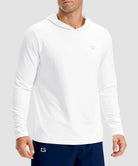 men's lightweight athletic no strings hoodie in white - front view