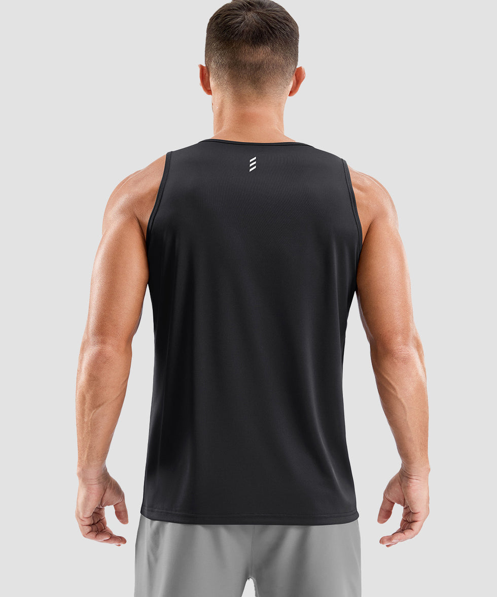 men's lightweight back reflective tank in black - back view