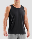 men's lightweight back reflective tank in black - front view