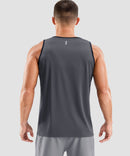 men's lightweight back reflective tank in dark gray - back view