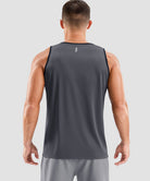 men's lightweight back reflective tank in dark gray - back view