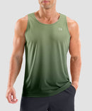 men's lightweight back reflective tank in gradient army green - front view