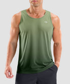 men's lightweight back reflective tank in gradient army green - front view