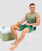 men's lightweight back reflective tank in gradient army green - matching outfits view