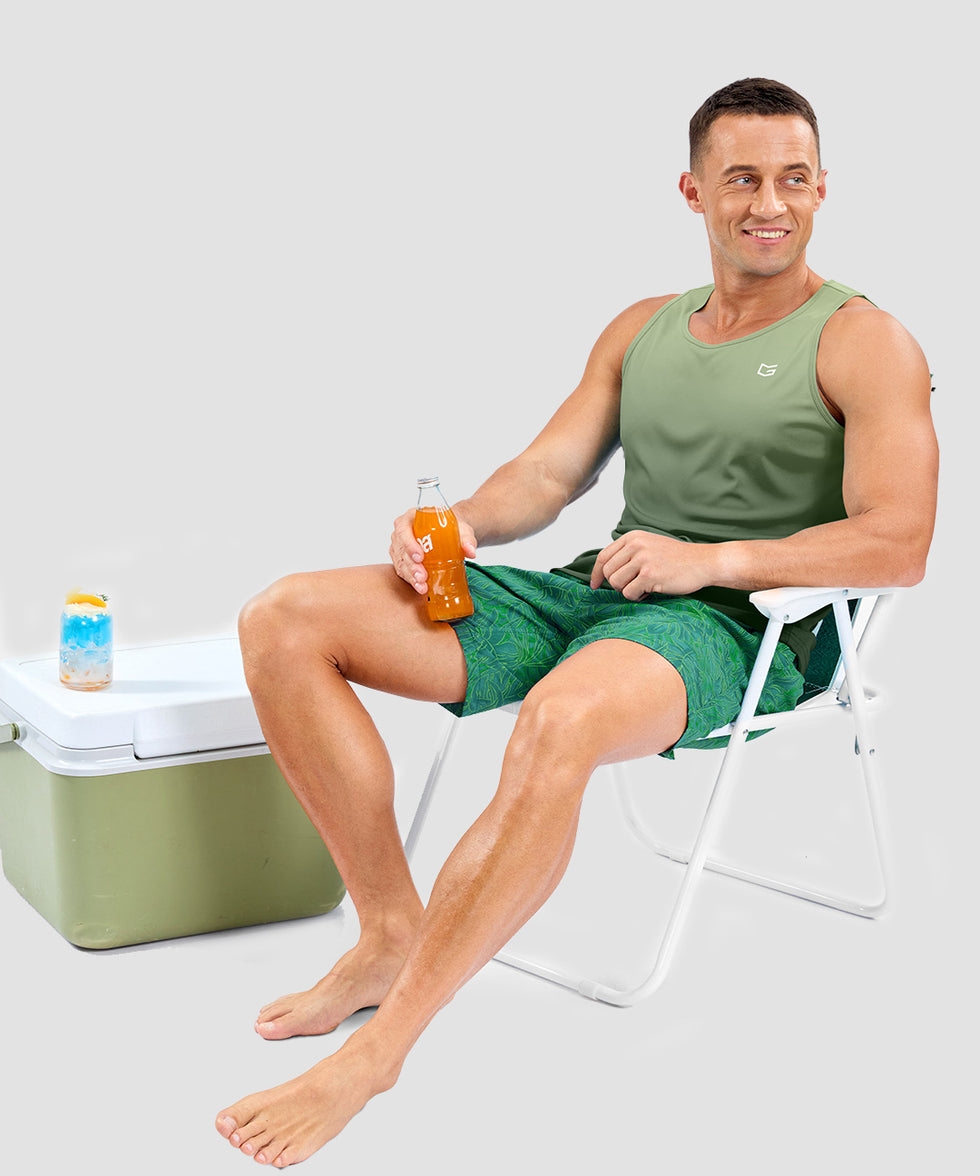 men's lightweight back reflective tank in gradient army green - matching outfits view