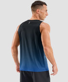 men's lightweight back reflective tank in gradient black blue - back view