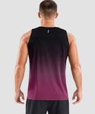 men's lightweight back reflective tank in gradient black red - back view