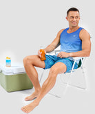 men's lightweight back reflective tank in gradient blue white - matching outfits view