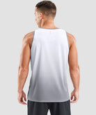 men's lightweight back reflective tank in gradient white gray - back view