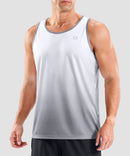 men's lightweight back reflective tank in gradient white gray - front view