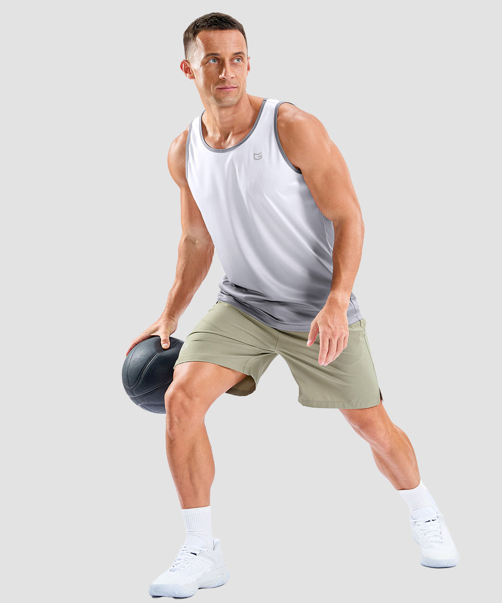 men's lightweight back reflective tank in gradient white gray - matching outfits view