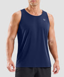men's lightweight back reflective tank in navy - front view