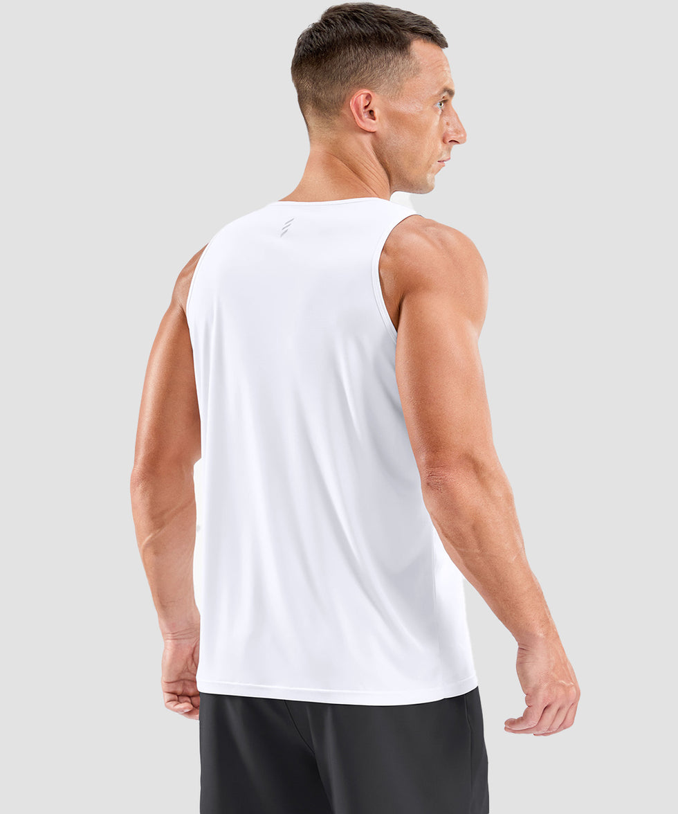men's lightweight back reflective tank in white - back view