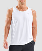 men's lightweight back reflective tank in white - front view
