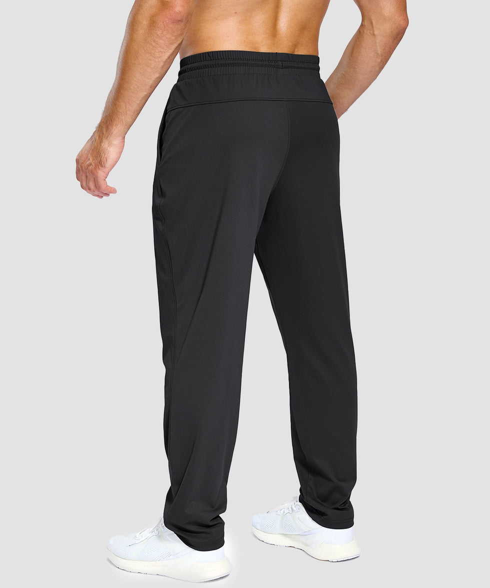 men's lightweight pocketed sweatpants in black - back view