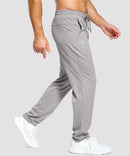 men's lightweight pocketed sweatpants in bright gray - side view