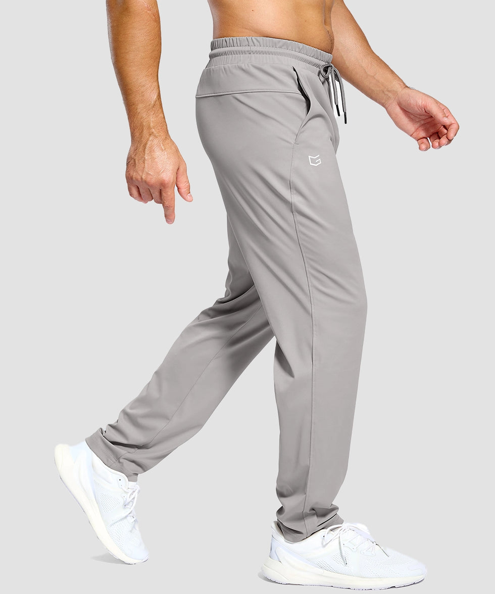 men's lightweight pocketed sweatpants in bright gray - side view