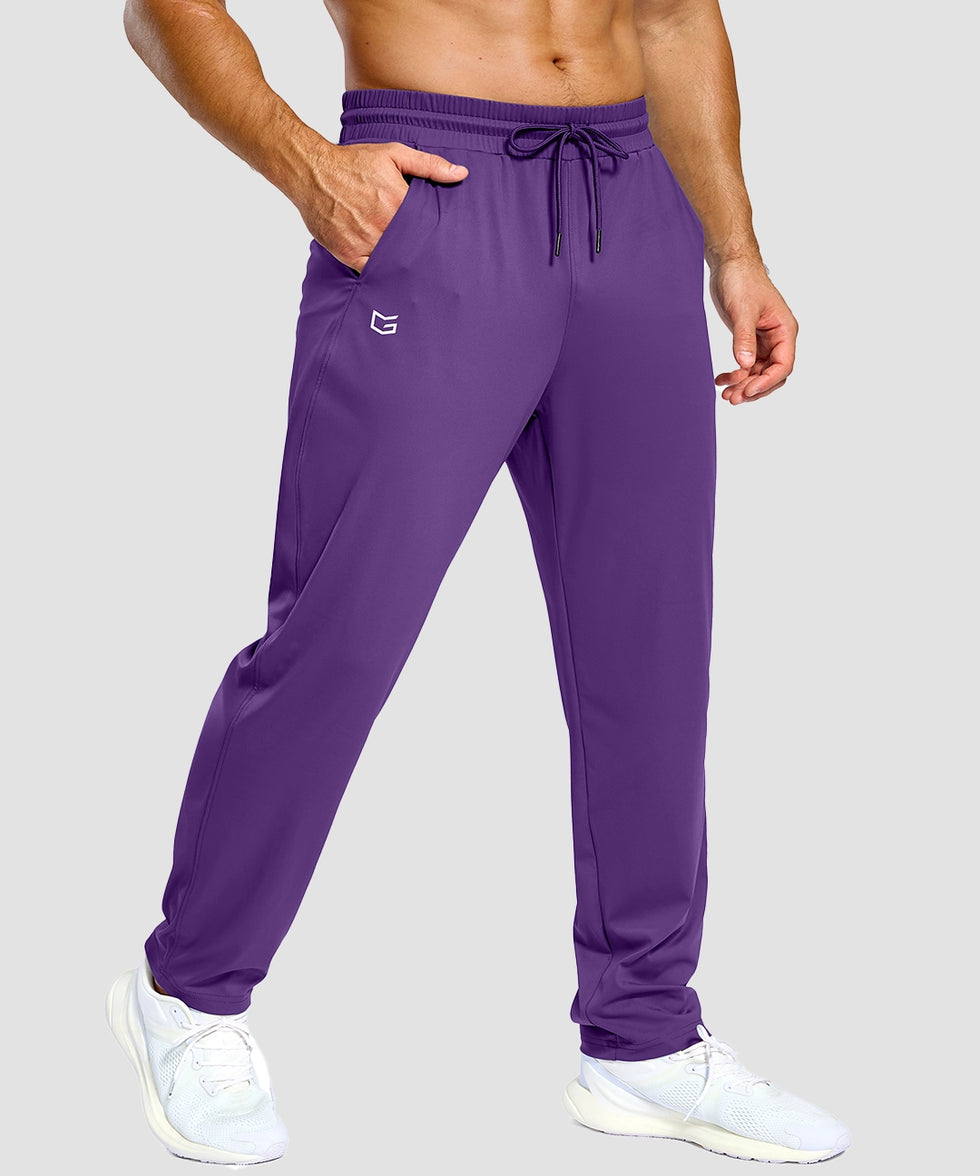 men's lightweight pocketed sweatpants in deep purple - pocket detail