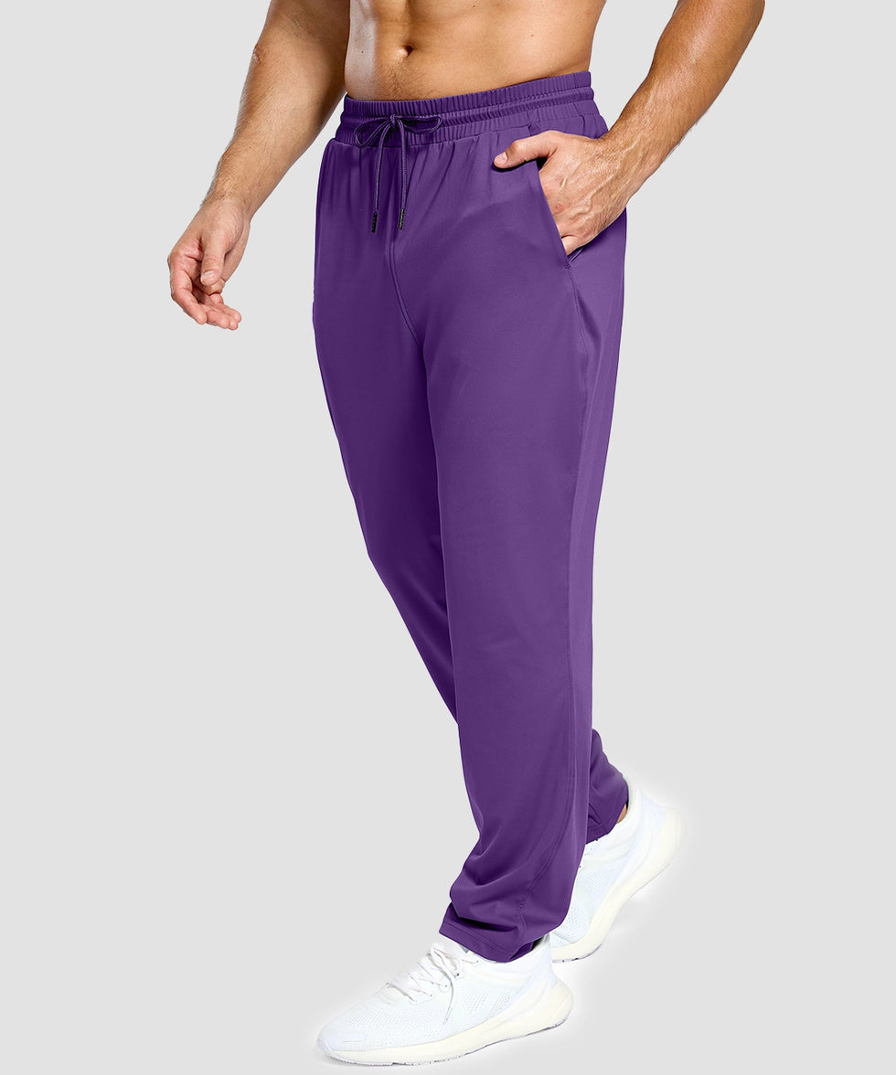 men's lightweight pocketed sweatpants in deep purple - side view