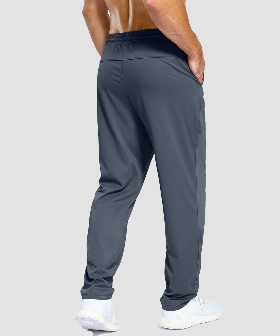men's lightweight pocketed sweatpants in dusty blue - back view