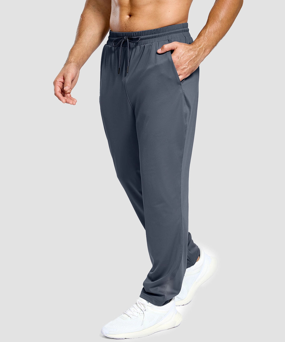 men's lightweight pocketed sweatpants in dusty blue - side view