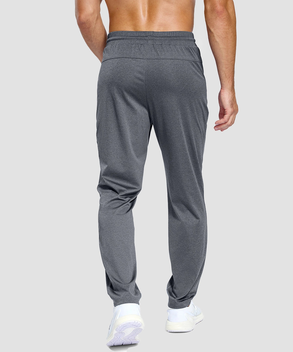 men's lightweight pocketed sweatpants in heather light gray - back view
