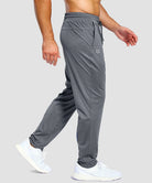 men's lightweight pocketed sweatpants in heather light gray - side view