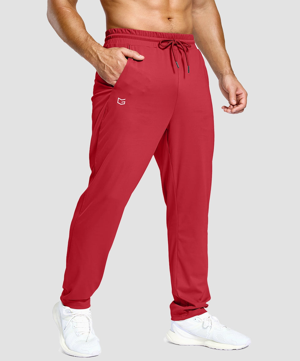 men's lightweight pocketed sweatpants in red - pocket detail