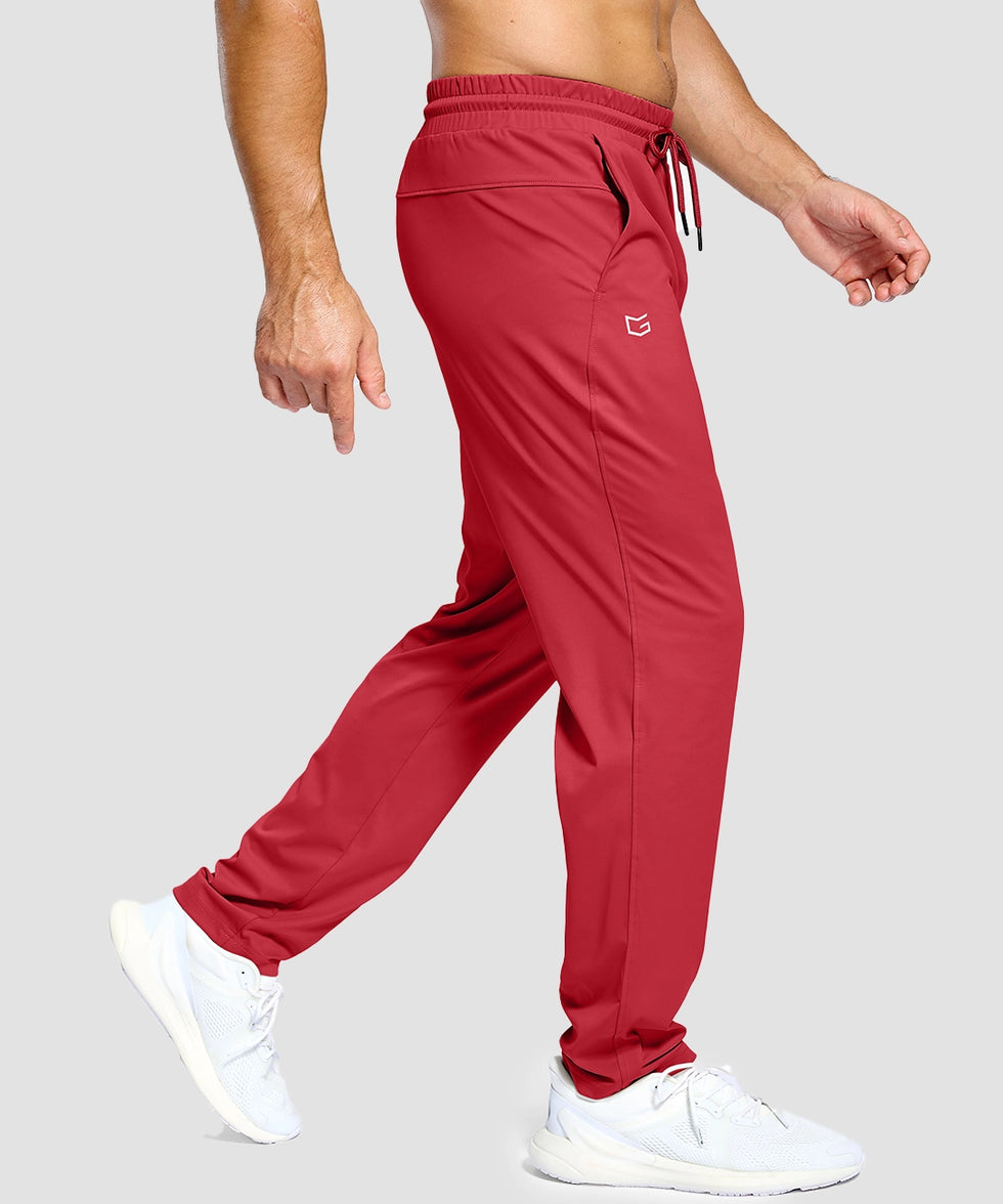 men's lightweight pocketed sweatpants in red - side view