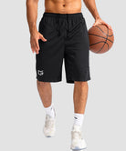 men's lightweight with zipper pockets short 11'' in black - front view
