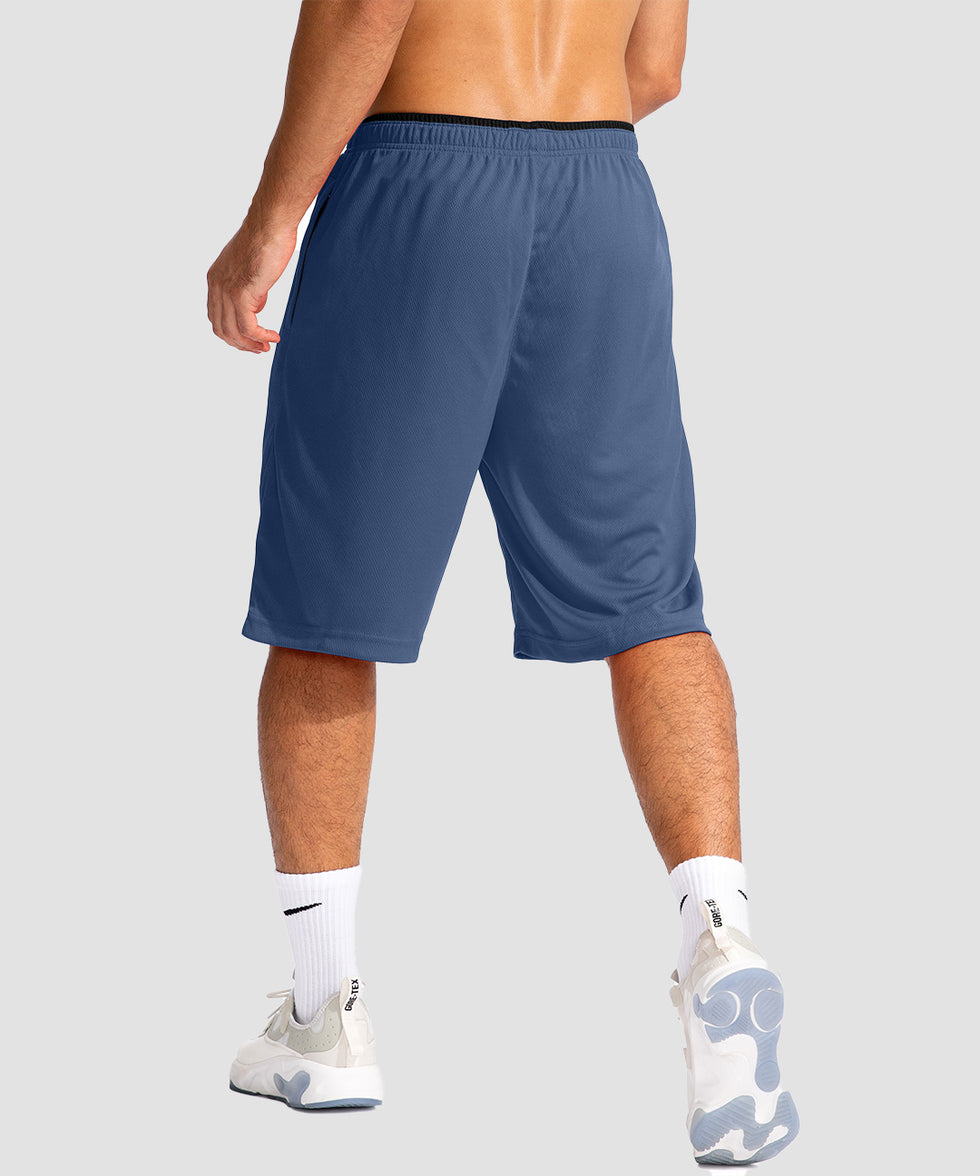 men's lightweight with zipper pockets short 11'' in dusty blue - back view