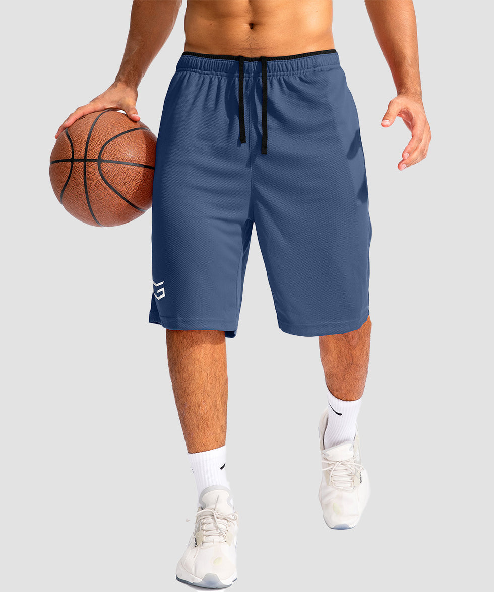 men's lightweight with zipper pockets short 11'' in dusty blue - front view