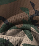 men's lightweight with zipper pockets short 11'' in green camo - fabric detail view