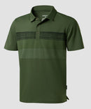 men's line print dry fit golf polo in army green - fabric detail