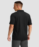 men's line print dry fit golf polo in black - back view