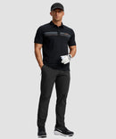 men's line print dry fit golf polo in black - matching outfits view