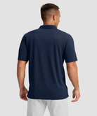 men's line print dry fit golf polo in navy lines - back view