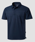 men's line print dry fit golf polo in navy lines - fabric detail