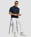 men's line print dry fit golf polo in navy lines - matching outfits view