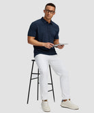 men's line print dry fit golf polo in navy lines - matching outfits view