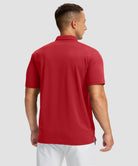 men's line print dry fit golf polo in red - back view