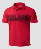 men's line print dry fit golf polo in red - fabric detail