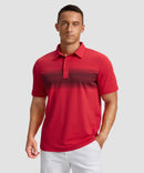 men's line print dry fit golf polo in red - front view