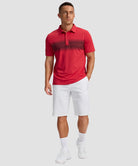 men's line print dry fit golf polo in red - matching outfits view