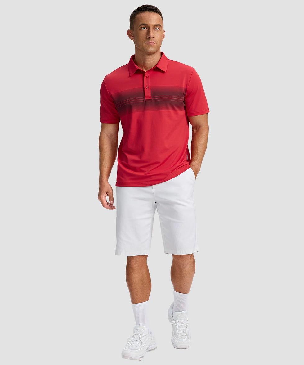 men's line print dry fit golf polo in red - matching outfits view