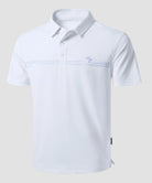 men's line print dry fit golf polo in white coco tree - fabric detail