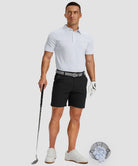 men's line print dry fit golf polo in white coco tree - matching outfits view