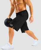 men's mesh side slit short 11'' in black - side view