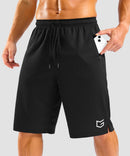 men's mesh side slit short 11'' in black - zipper pockets detail view